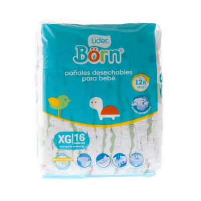 Pañales Desechables Para Bebe XG Lider Born  16 Und/Paq