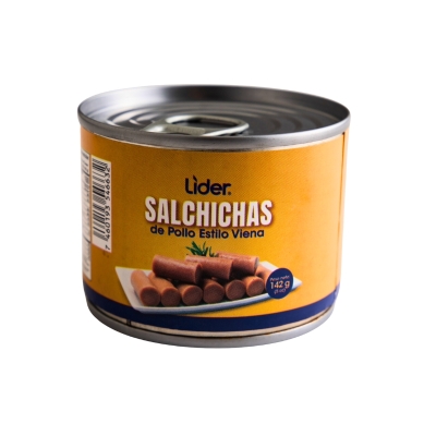 Salchicha de Pollo Tipo Viena Líder 142 Gr.