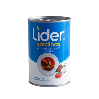 Sardinas Con Tomate Y Coco Lider 425 Gr.