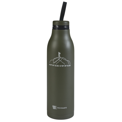 Botella Verde Coordenadas Pico Duarte Orgullo De Mi Tierra 750 ML.