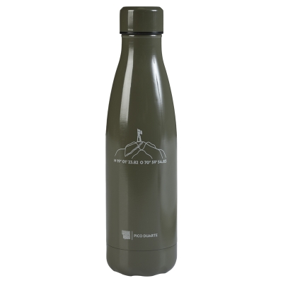 Botella Verde Coordenadas Pico Duarte Orgullo De Mi Tierra 500 ML.