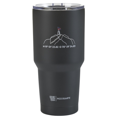 Vaso Negro Coordenadas Pico Duarte Orgullo De Mi Tierra 900 ML.