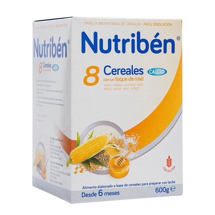 Nutriben Papilla de 8 cereales y miel calcio 600 gr