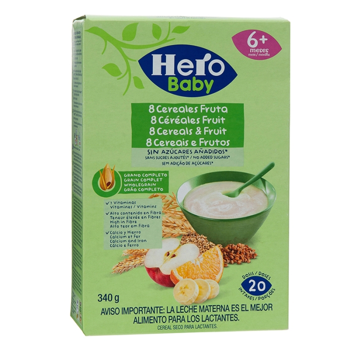 Papilla de cereales Hero Baby 8 cereales 6x340g